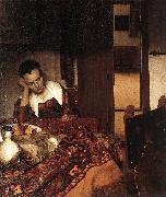 A Woman Asleep at Table wet, VERMEER VAN DELFT, Jan